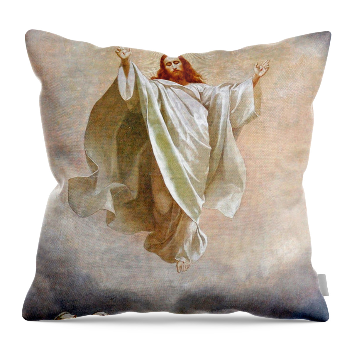 Ascension To Heaven Throw Pillow featuring the painting Ascension to Heaven by Munir Alawi