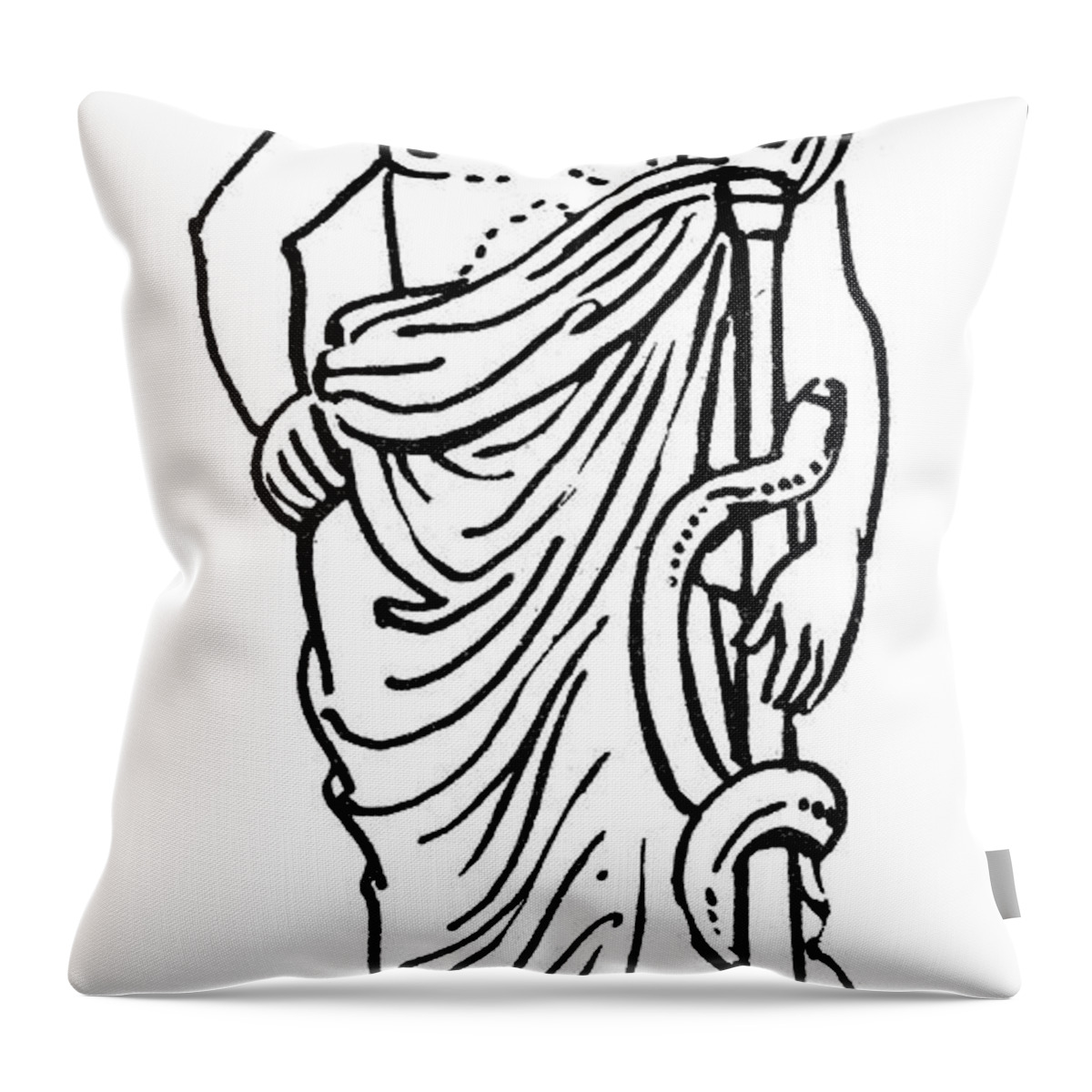 Ancient Throw Pillow featuring the drawing Asclepius / Aesculapius by Granger