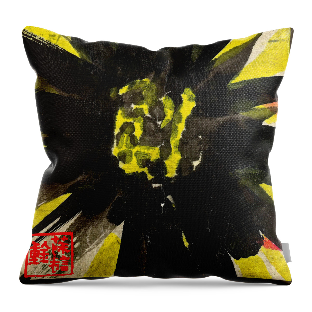 Watercolor Throw Pillow featuring the painting Asian Sunflower by Joan Reese