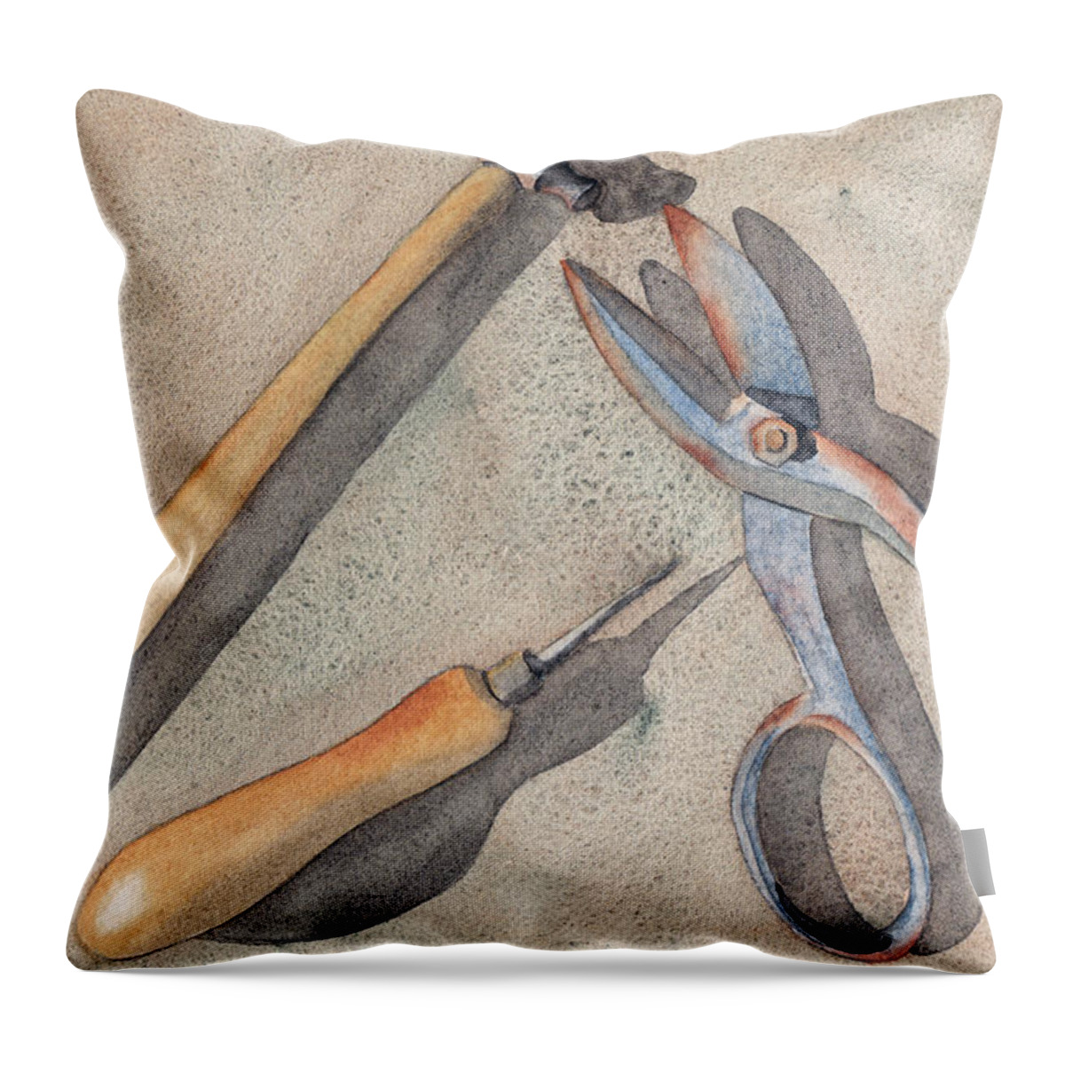 Assorted Throw Pillow featuring the painting Assorted Tools by Ken Powers