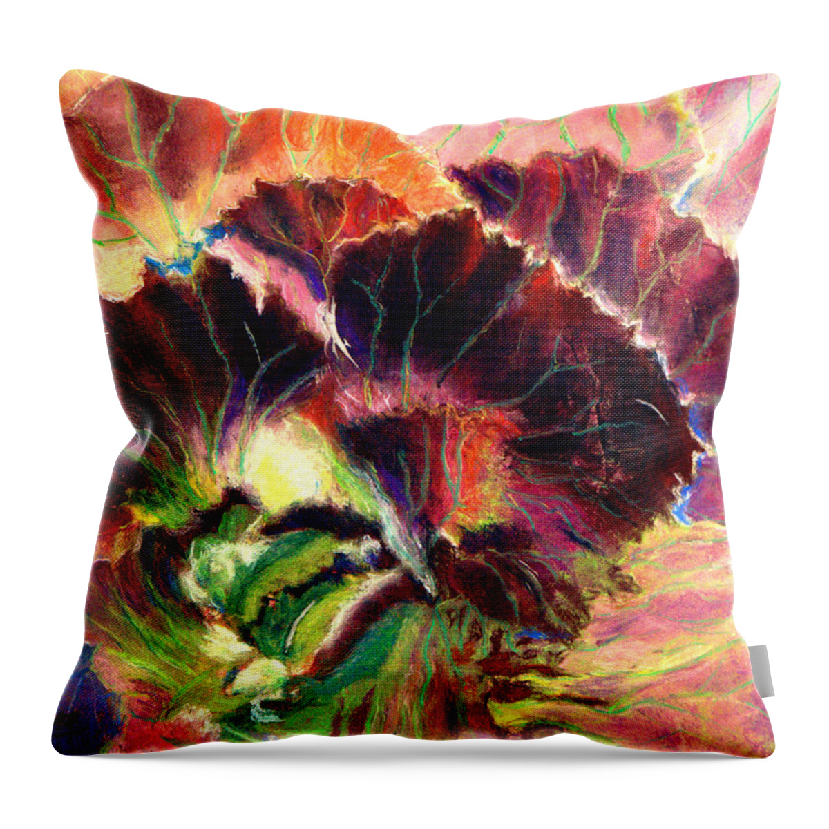 Cabbage Throw Pillow featuring the pastel Astonishing Cabbage Pastel by Antonia Citrino
