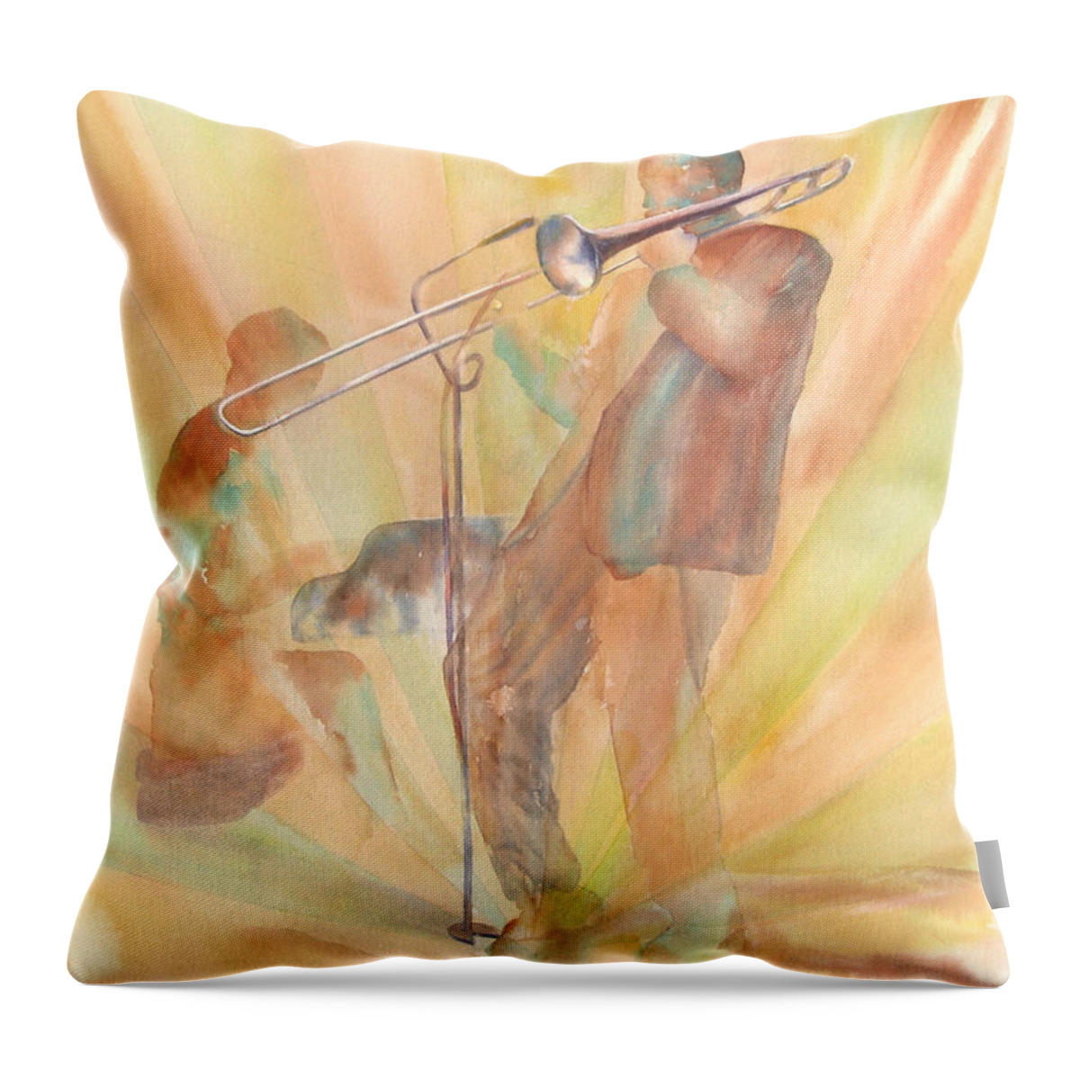 Watercolor Throw Pillow featuring the painting At One With the Music by Debbie Lewis