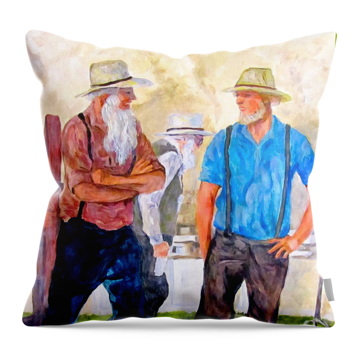 Men Throw Pillow featuring the painting At the Auction by Barbara O'Toole