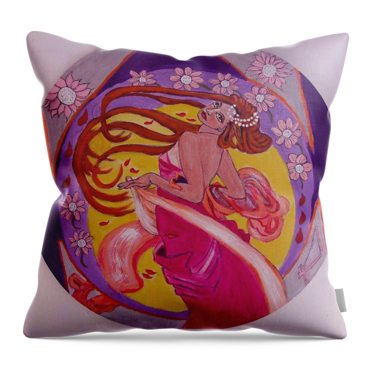 Art Nouveau Throw Pillow featuring the painting At the Ball by Rusty Gladdish