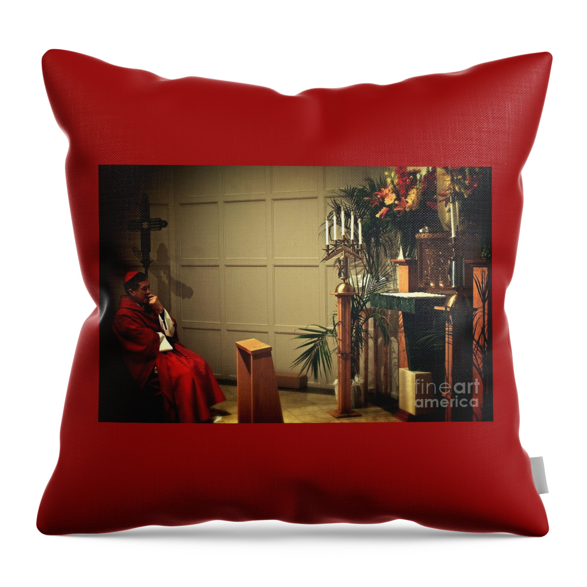 Cardinal Archbishop Blase Cupich Throw Pillow featuring the photograph At the Heart of Everything by Frank J Casella