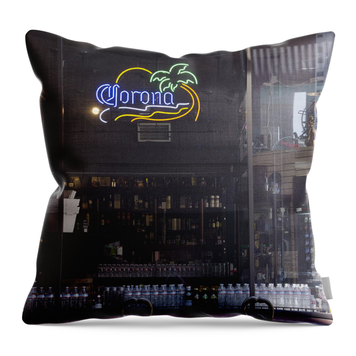 Corona Throw Pillow featuring the photograph At the Liquor Store by Erik Burg