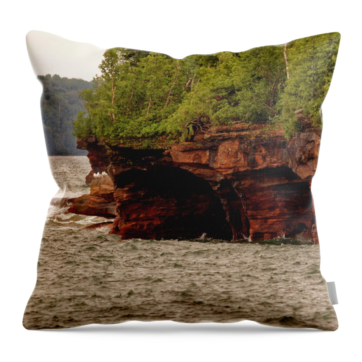 Apostle Islands Throw Pillow featuring the photograph At the point by Peter Ponzio