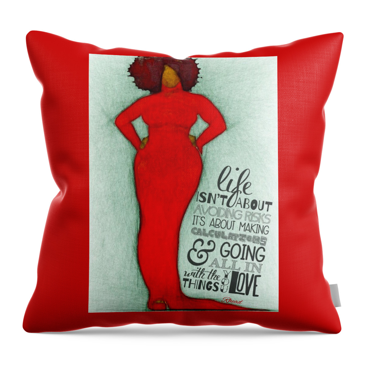 Red Throw Pillow featuring the digital art Athena by Romaine Head