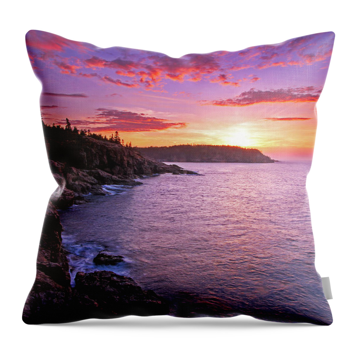 Acadia Magic Throw Pillow featuring the photograph Atlantic Glow by Juergen Roth