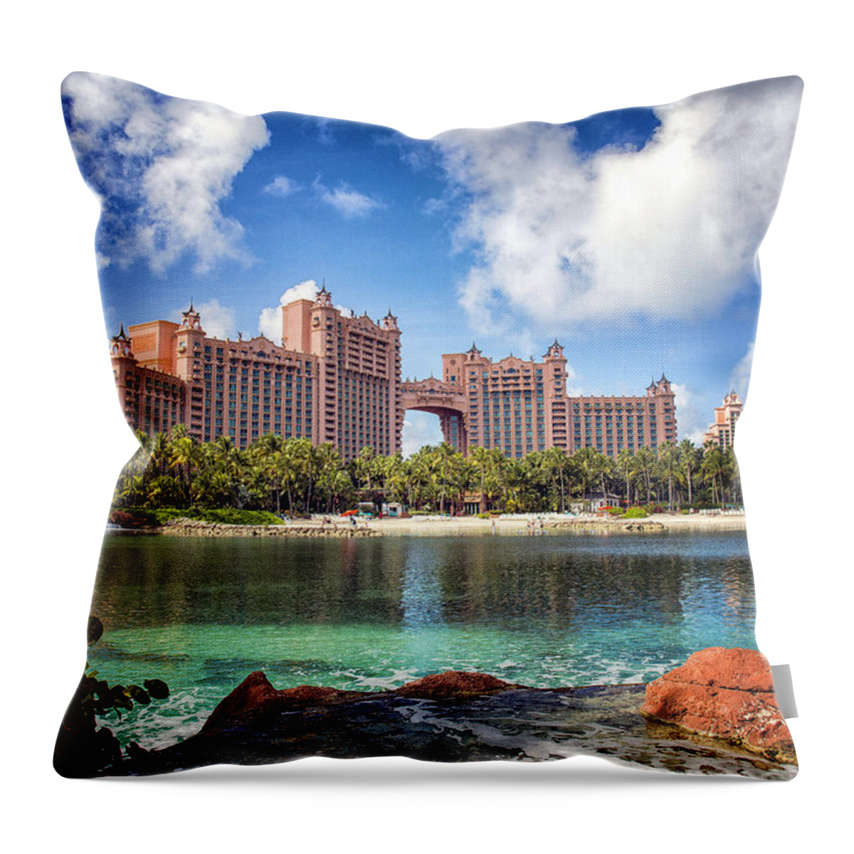 Atlantis Throw Pillow featuring the photograph Atlantis Resort - Paradise Island - - Bahamas by Jon Berghoff