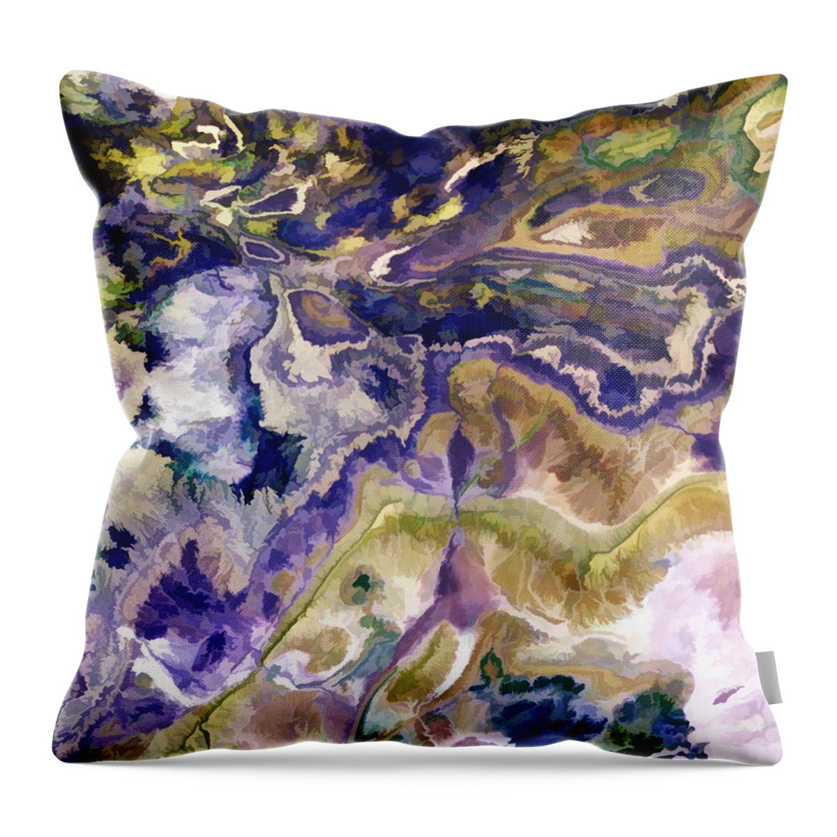 Landsat Throw Pillow featuring the painting Atlas Mountains by Elaine Plesser