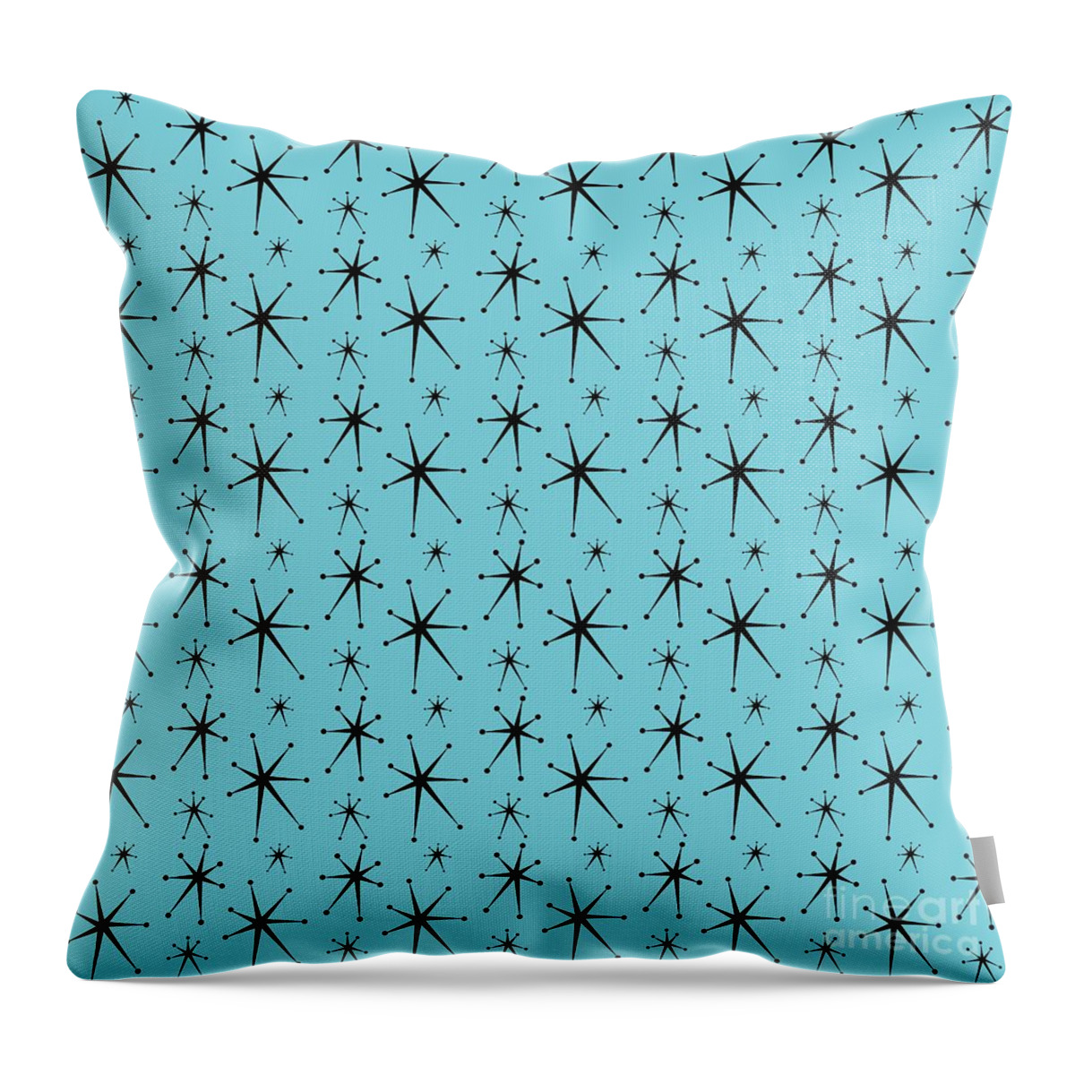  Throw Pillow featuring the digital art Atomic Starburst in Turquoise by Donna Mibus