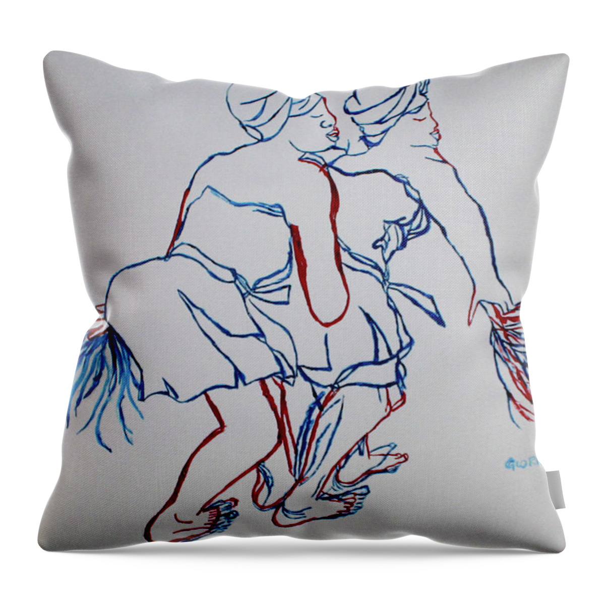 Jesus Throw Pillow featuring the painting Atsiagbekor Traditional Dance Togo by Gloria Ssali