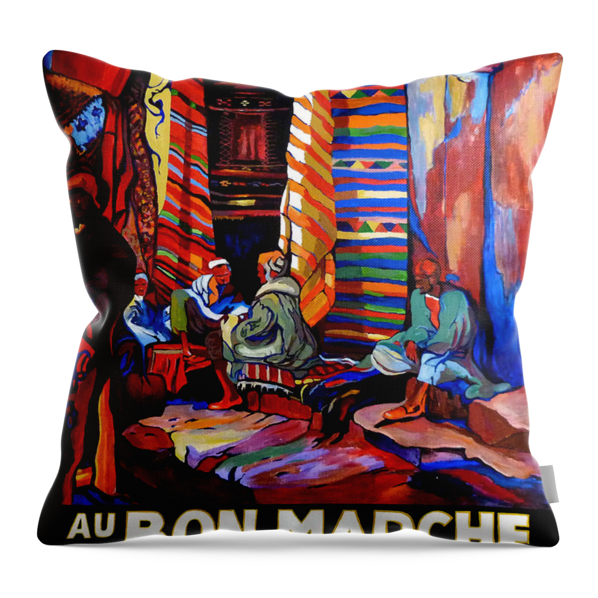 Au Bon Marche Throw Pillow featuring the painting Au Bon Marche by Tom Roderick