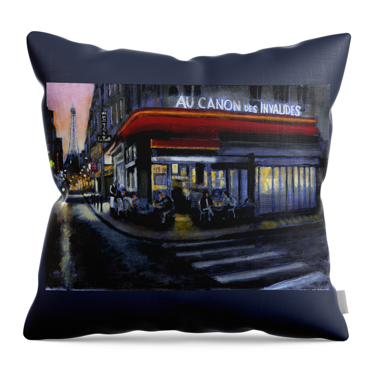 Paris Throw Pillow featuring the painting Au Canon Des Invalides by David Zimmerman