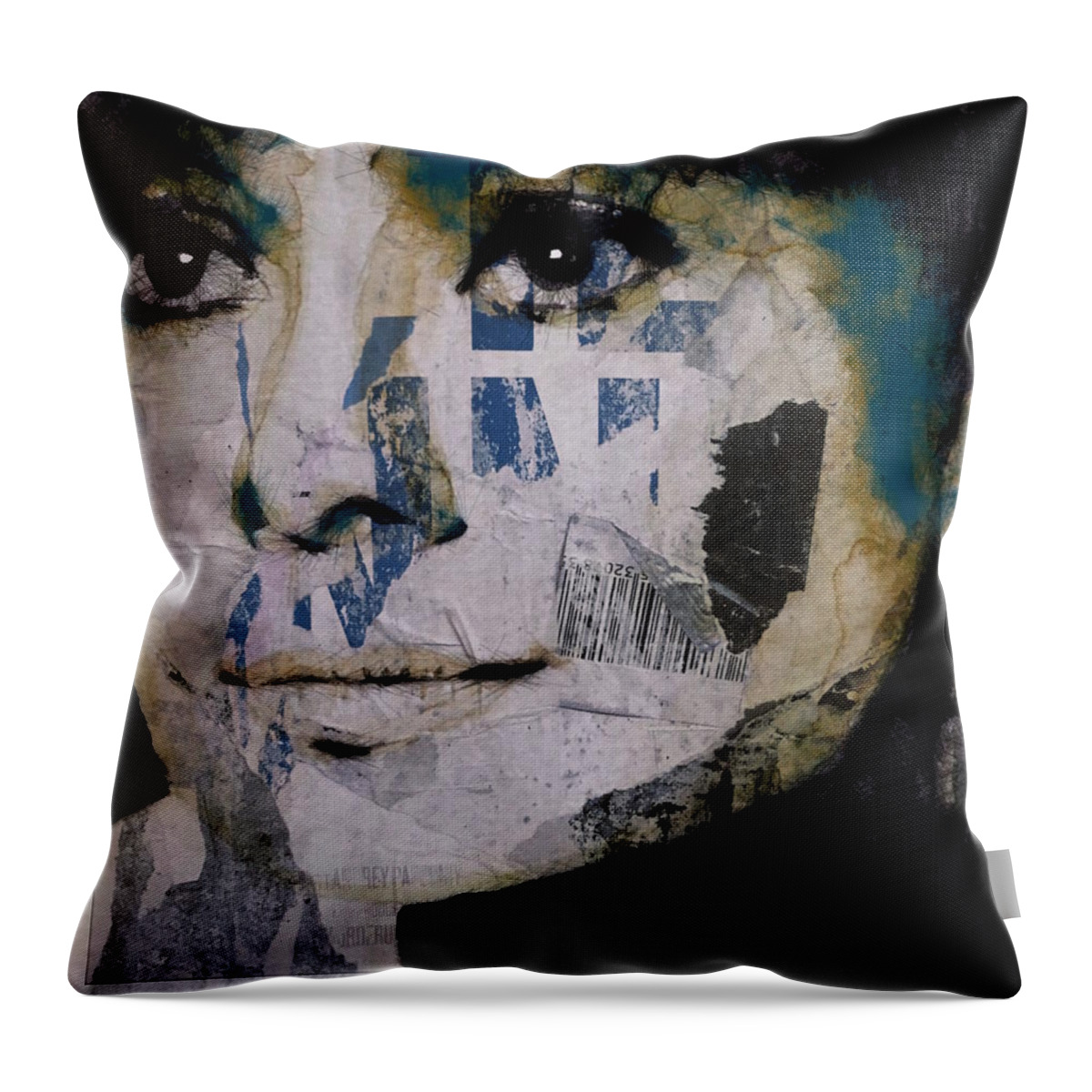 Audrey Hepburn British Throw Pillow featuring the mixed media Audrey Hepburn #1 by Paul Lovering
