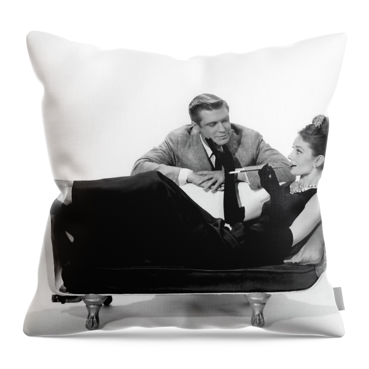 Audrey Hepburn Throw Pillow featuring the photograph Audrey Hepburn Holly Golightly BREAKFAST AT TIFFANYS by Vintage Collectables