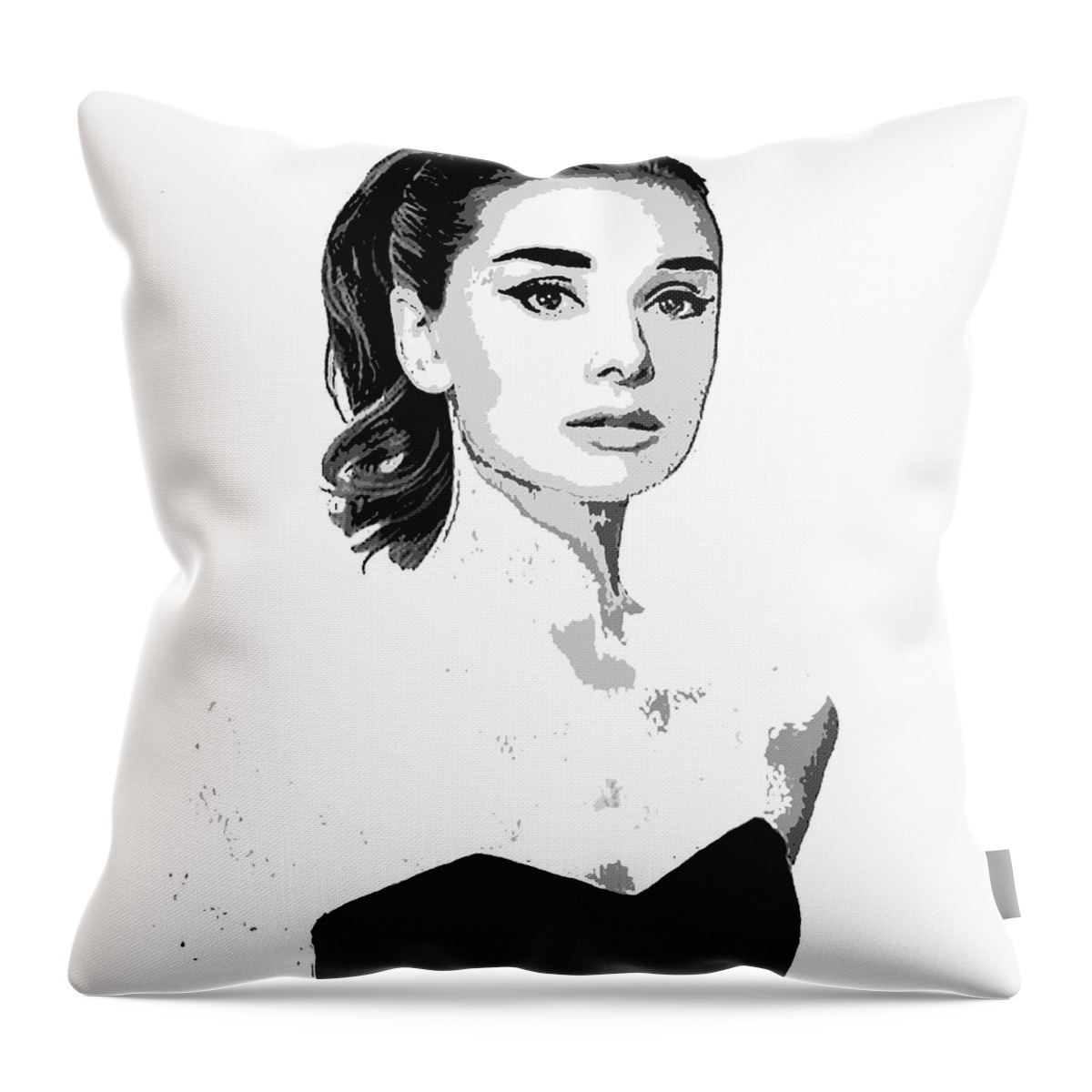 Audrey Hepburn Throw Pillow featuring the painting Audrey Hepburn by Saundra Myles