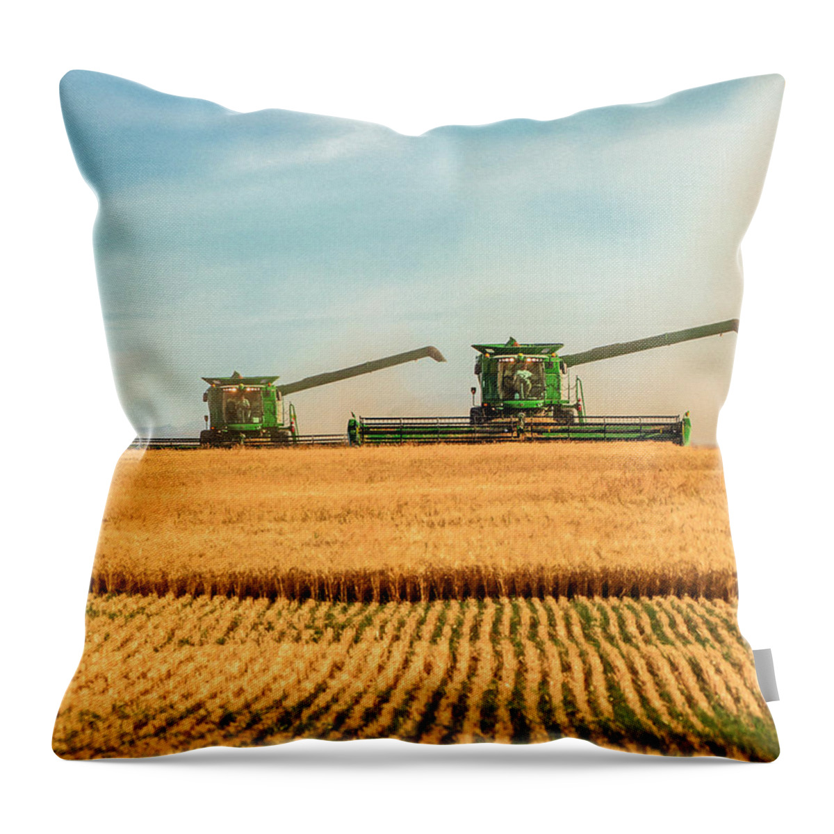 Wheat Throw Pillow featuring the photograph Augers Out by Todd Klassy