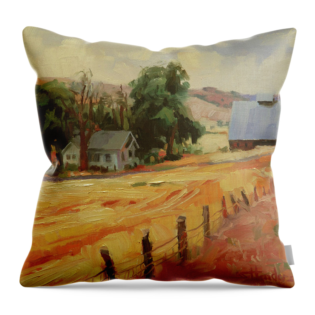 Country Throw Pillow featuring the painting August by Steve Henderson