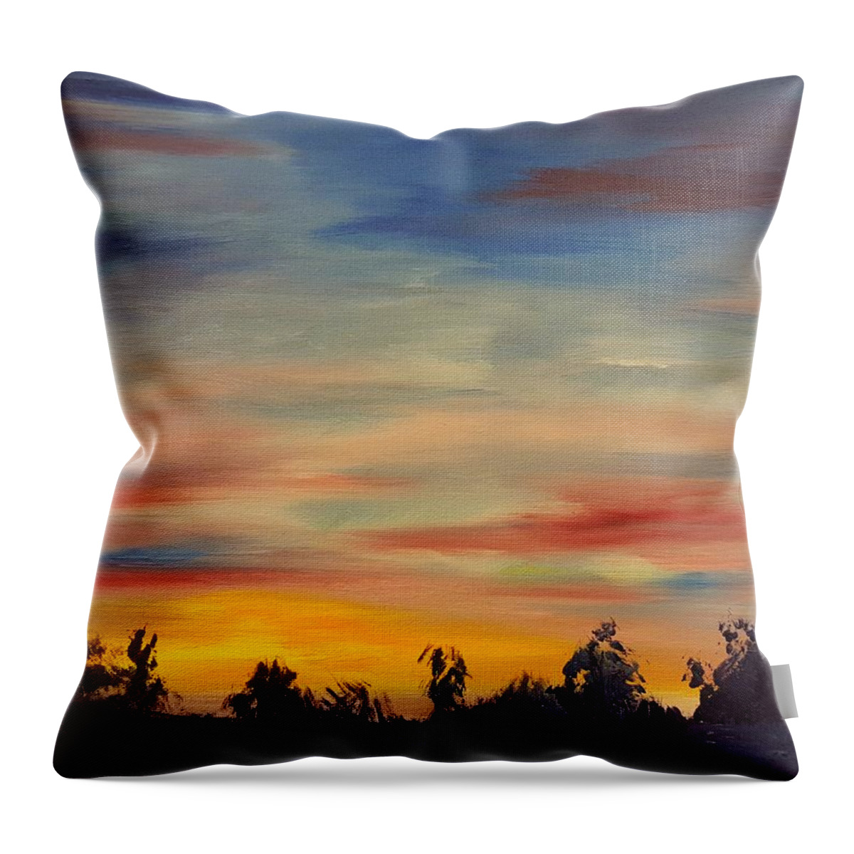 Augusts Sunset Throw Pillow featuring the painting August Sunset in SW Montana by Cheryl Nancy Ann Gordon