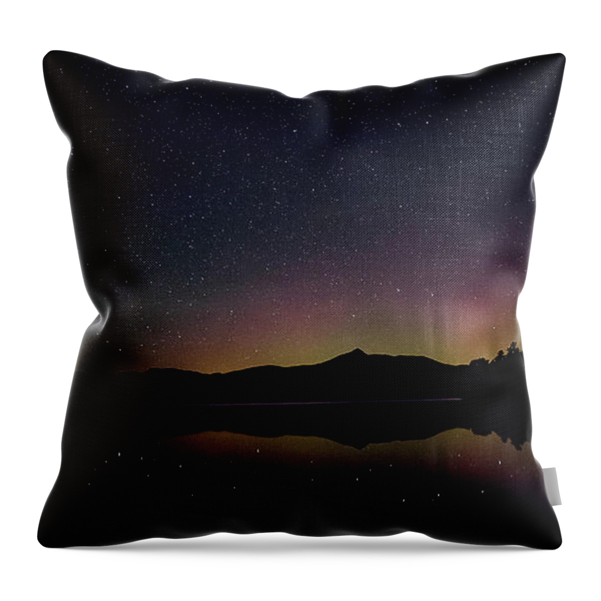 Northern Lights Throw Pillow featuring the photograph Aurora Chocorua Lake by Benjamin Dahl