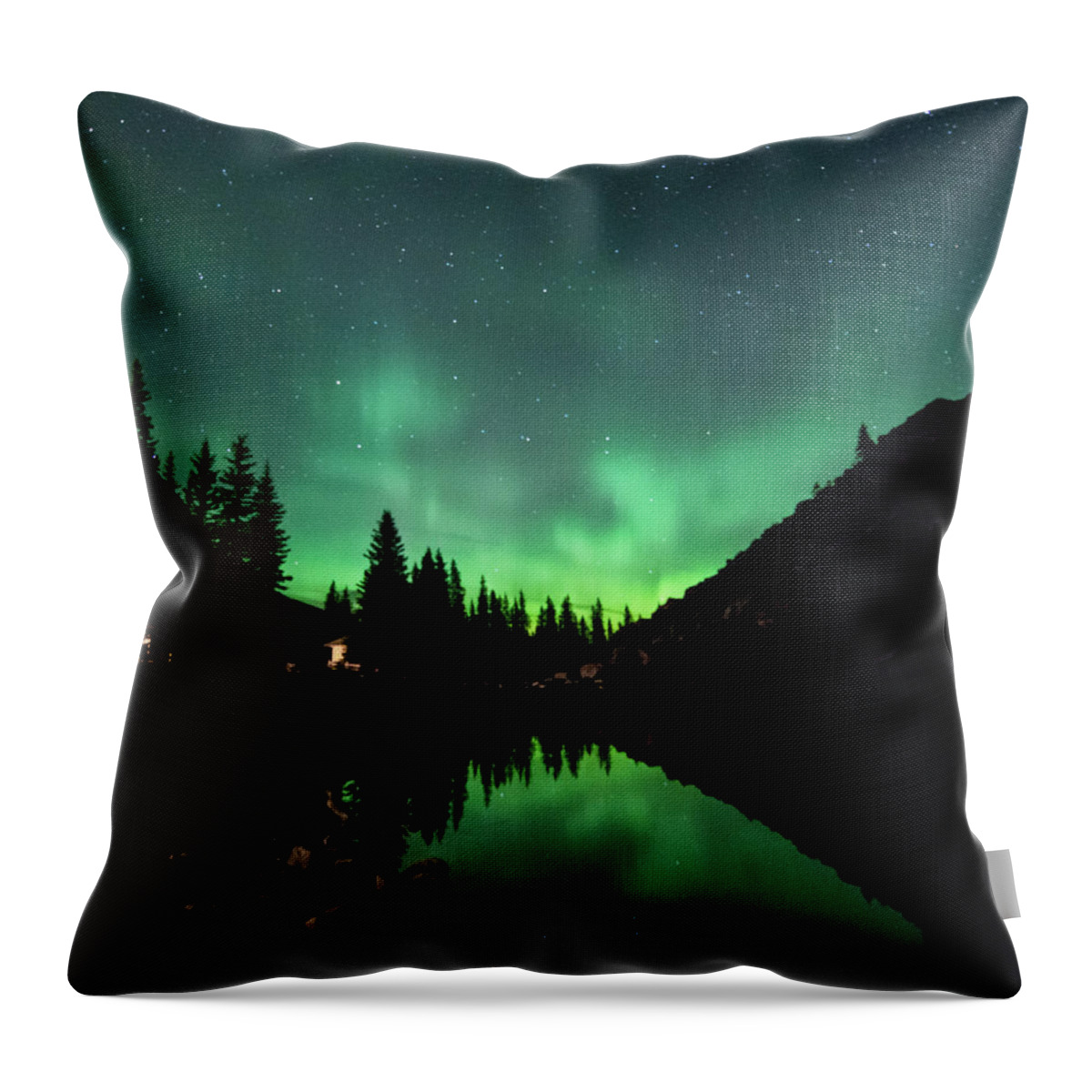 Moraine Throw Pillow featuring the photograph Aurora on Moraine Lake by Alex Lapidus