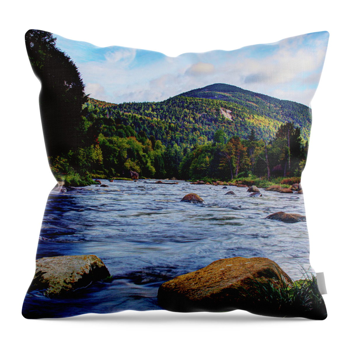 Ausable River Throw Pillow featuring the photograph Ausable and Whiteface by Tony Beaver
