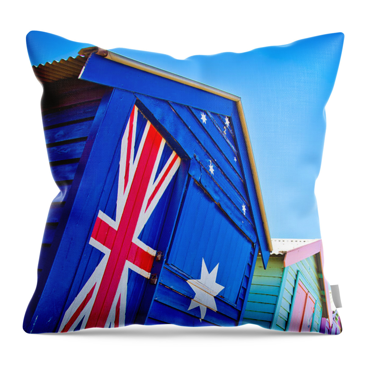 Melbourne Throw Pillow featuring the photograph Aussie Beach Shack by Az Jackson
