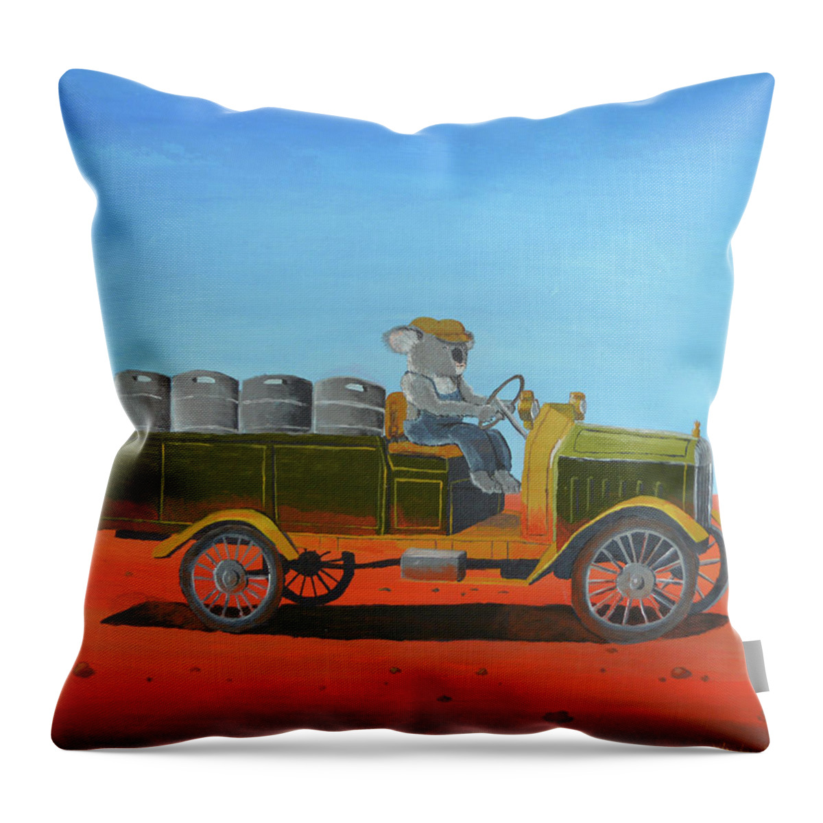 Beer Truck Throw Pillow featuring the painting Aussie Beer Truck by Winton Bochanowicz