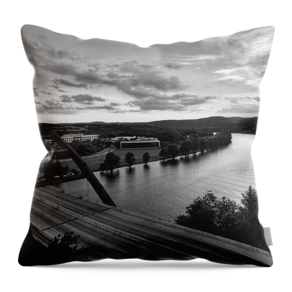 360 Bridge Throw Pillow featuring the photograph Austin 360 Pennybacker Bridge Sunset by Todd Aaron