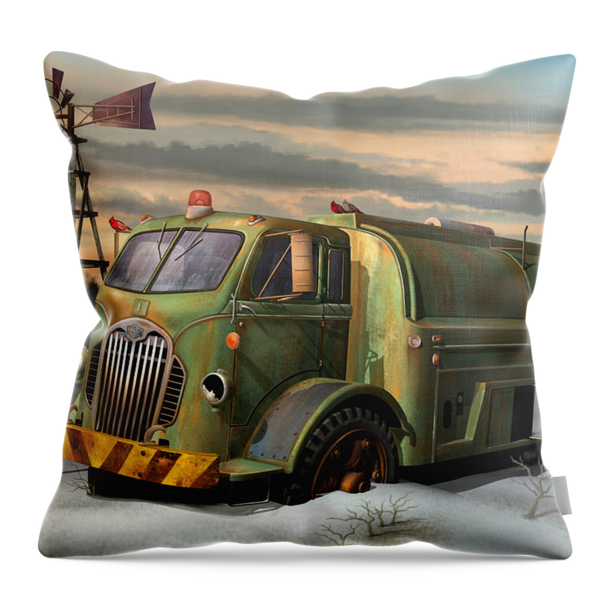 Autocar Throw Pillow featuring the digital art Autocar Waterwagon by Stuart Swartz