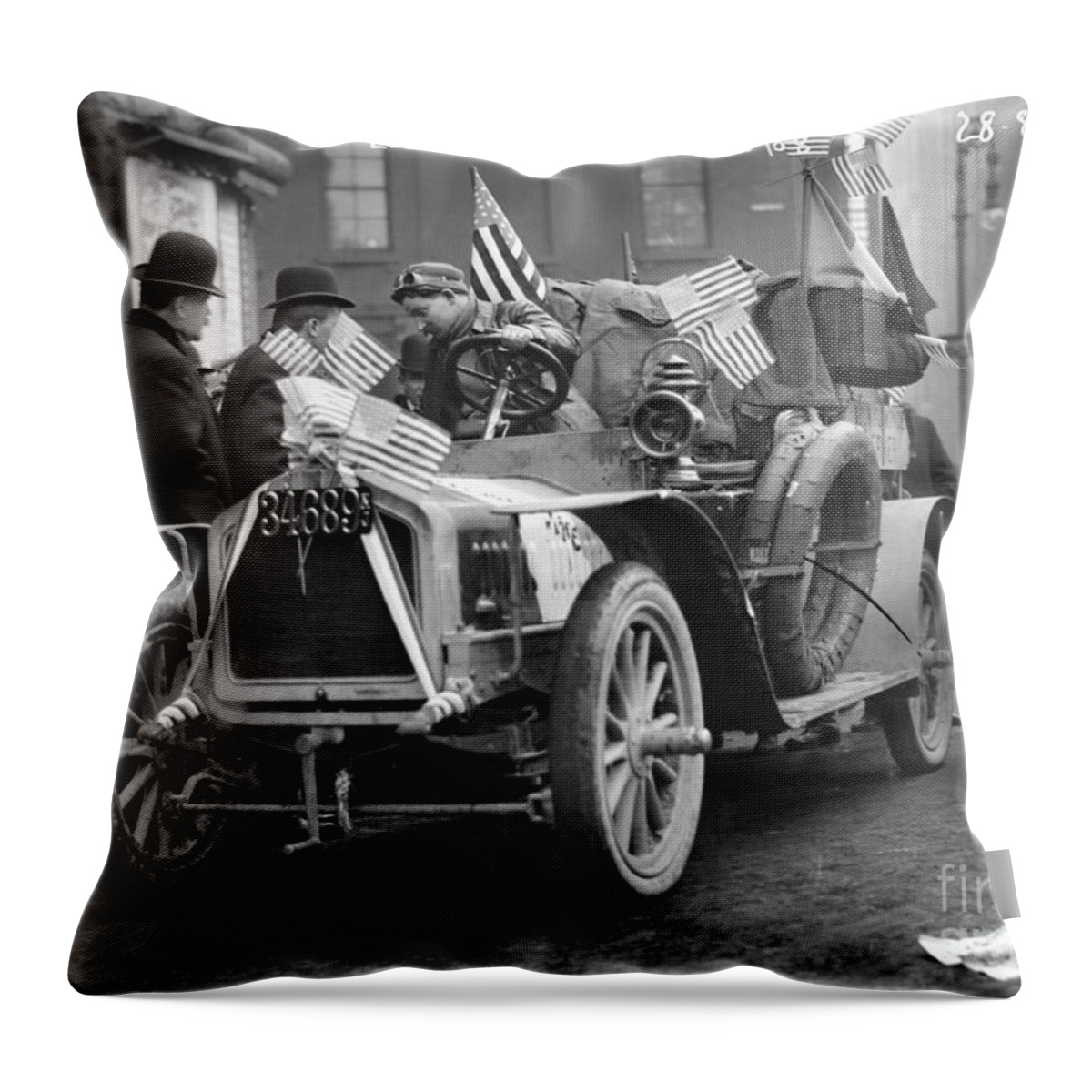 1908 Throw Pillow featuring the photograph Automobile Race, 1908 by Granger