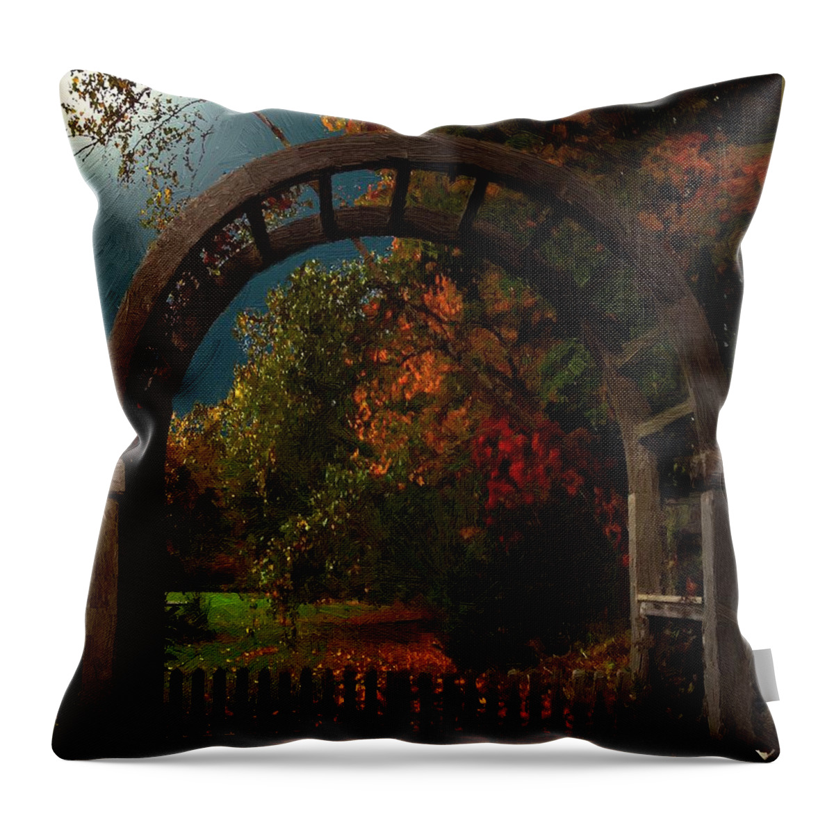 Moonlight Throw Pillow featuring the painting Autumn Archway by RC DeWinter