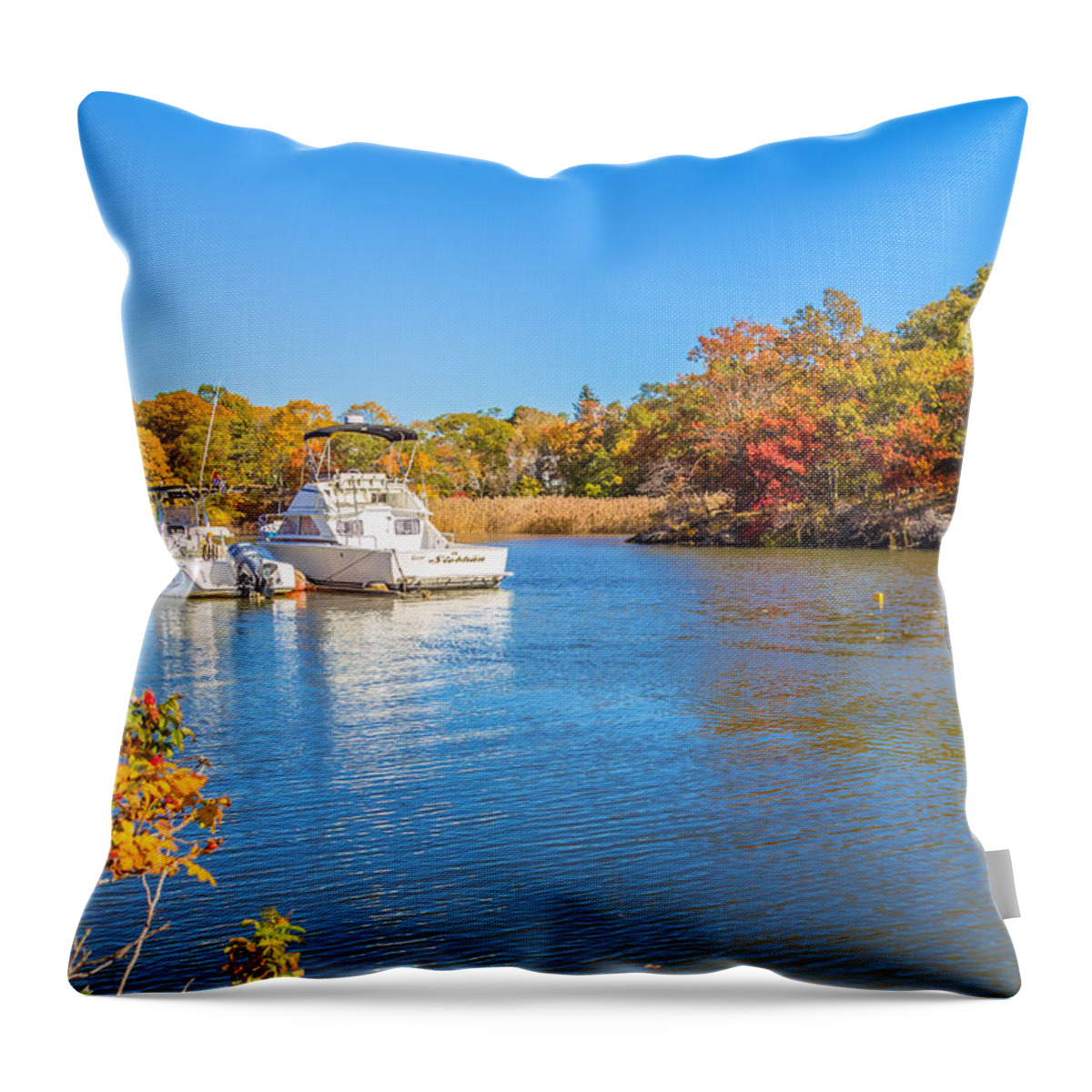Milton Landing Throw Pillow featuring the photograph Autumn at Milton Landing by Brian MacLean