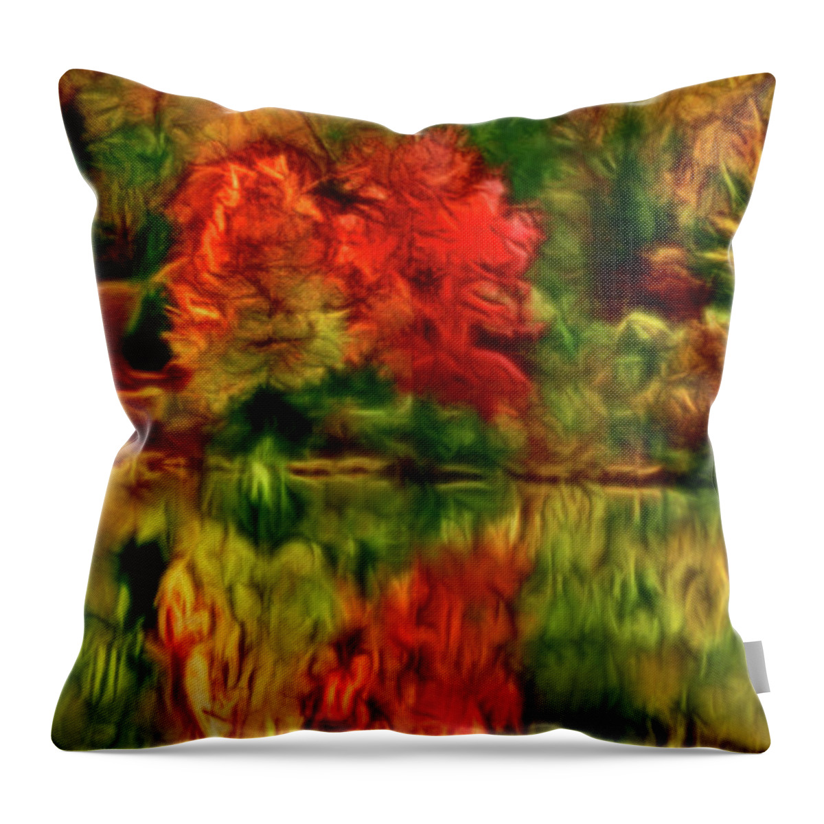 Artistic Throw Pillow featuring the photograph Autumn at the Lake-Artistic by Don Johnson