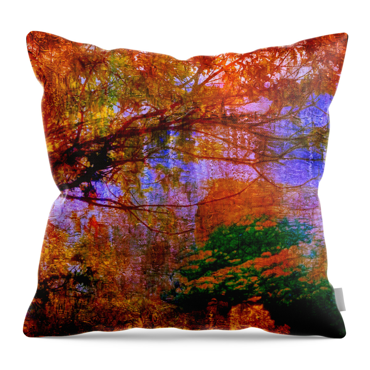 Lake Throw Pillow featuring the photograph Autumn at the Lake by Judi Bagwell