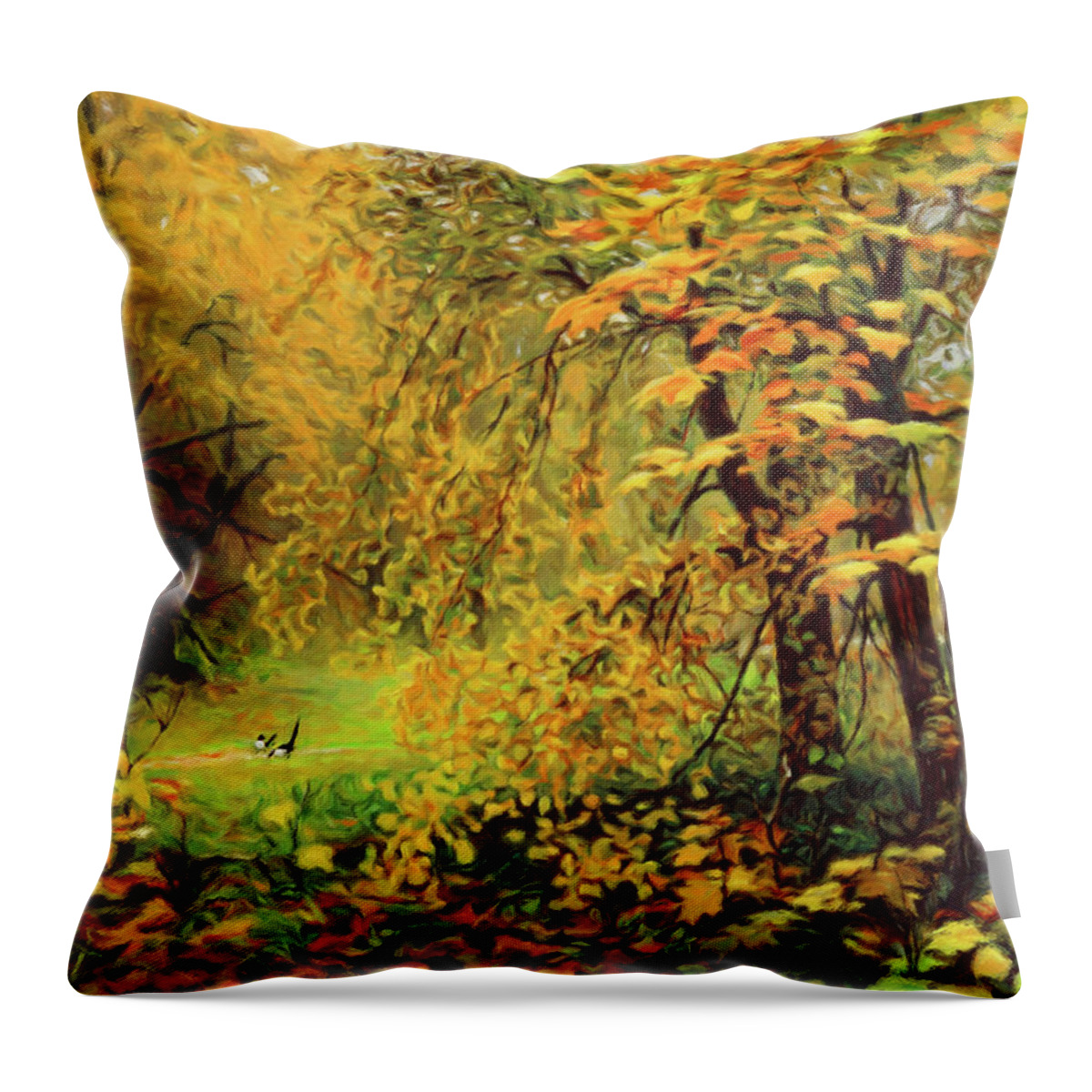 Autumn Bliss Of Color Throw Pillow featuring the mixed media Autumn Bliss Of Color by Georgiana Romanovna