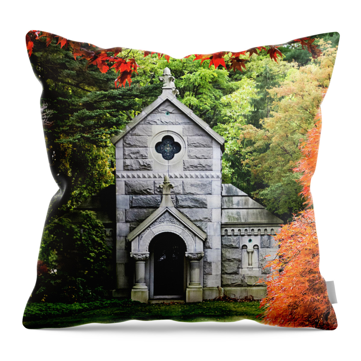 Autumn Throw Pillow featuring the photograph Autumn Chapel by Betty Denise