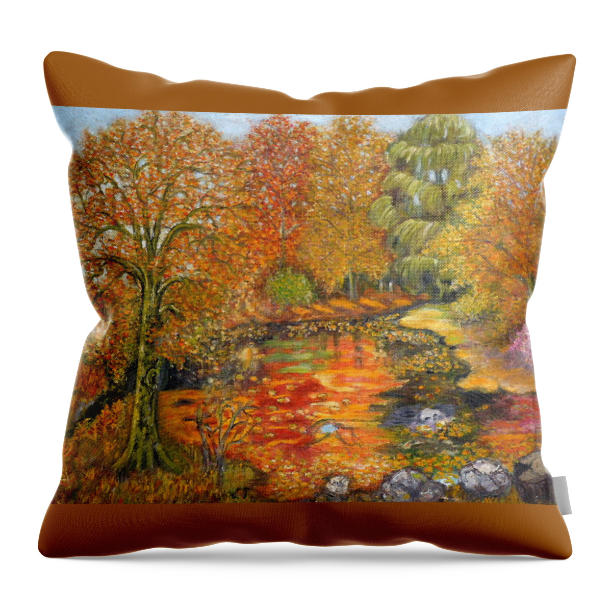 Trees Throw Pillow featuring the painting Autumn Colours by Greta Gartner