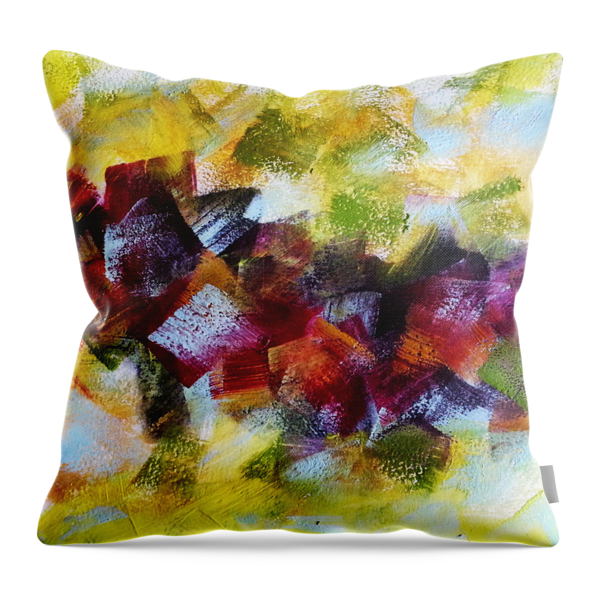 Abstract Throw Pillow featuring the painting Autumn Falling by Florentina Maria Popescu