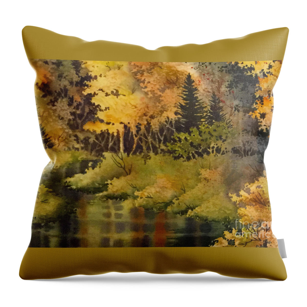 Autumn Forest Ii Throw Pillow featuring the painting Autumn Forest II by Teresa Ascone