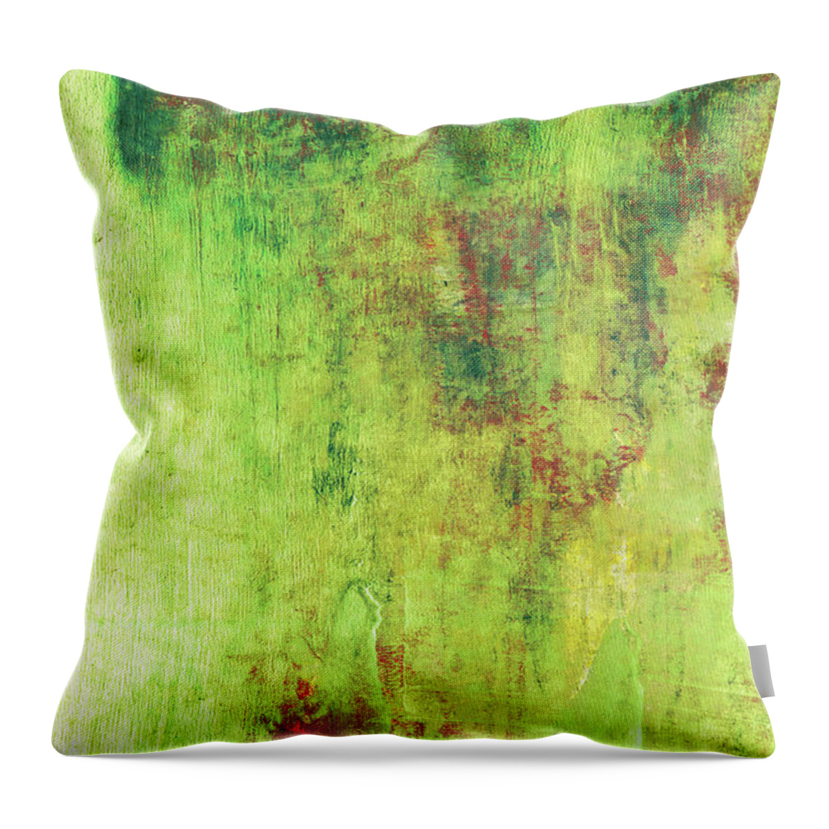 Abstract Throw Pillow featuring the painting Autumn Forest Mist - Pastel Abstract Landscape Art by Modern Abstract