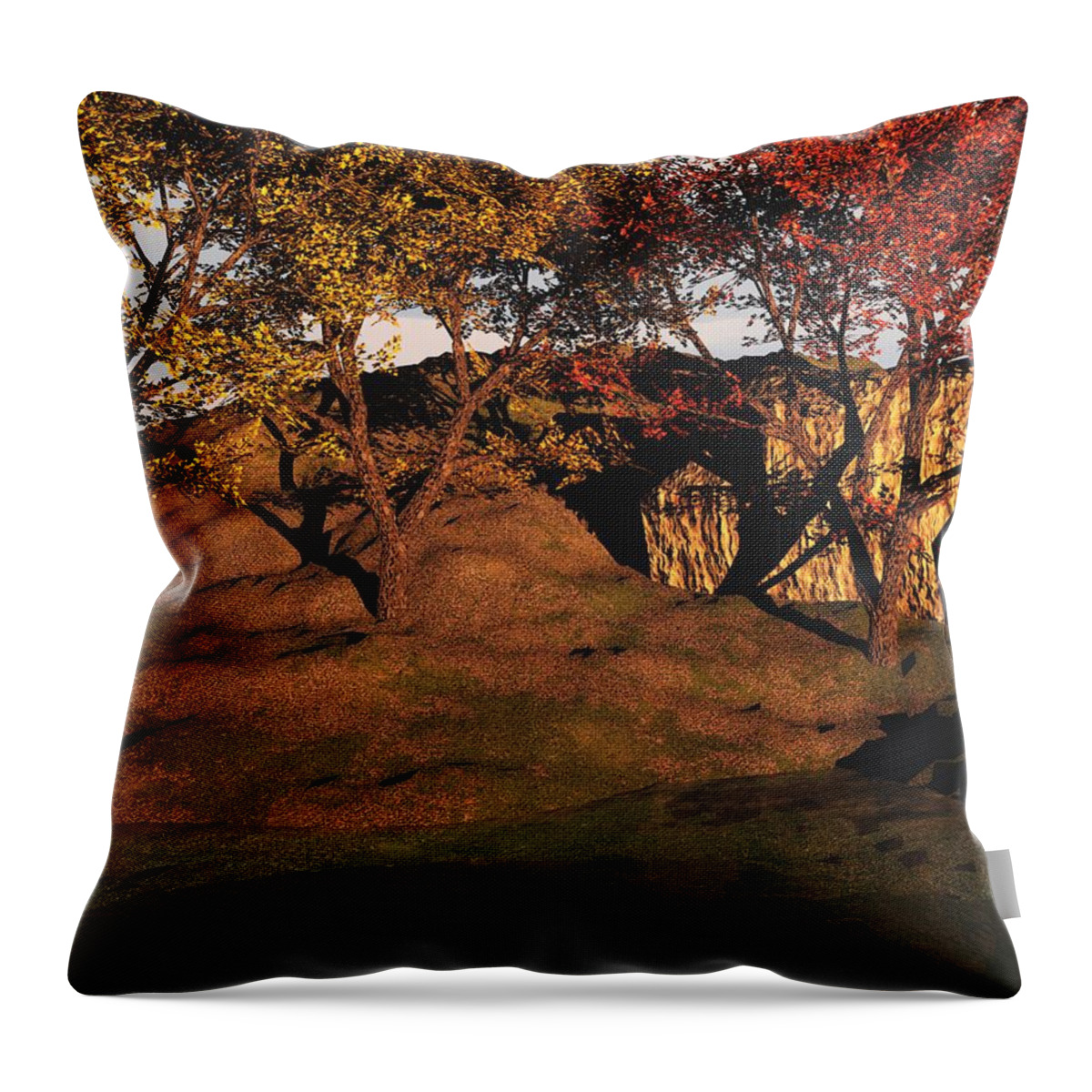Autumn Throw Pillow featuring the digital art Autumn Grove by David Lane