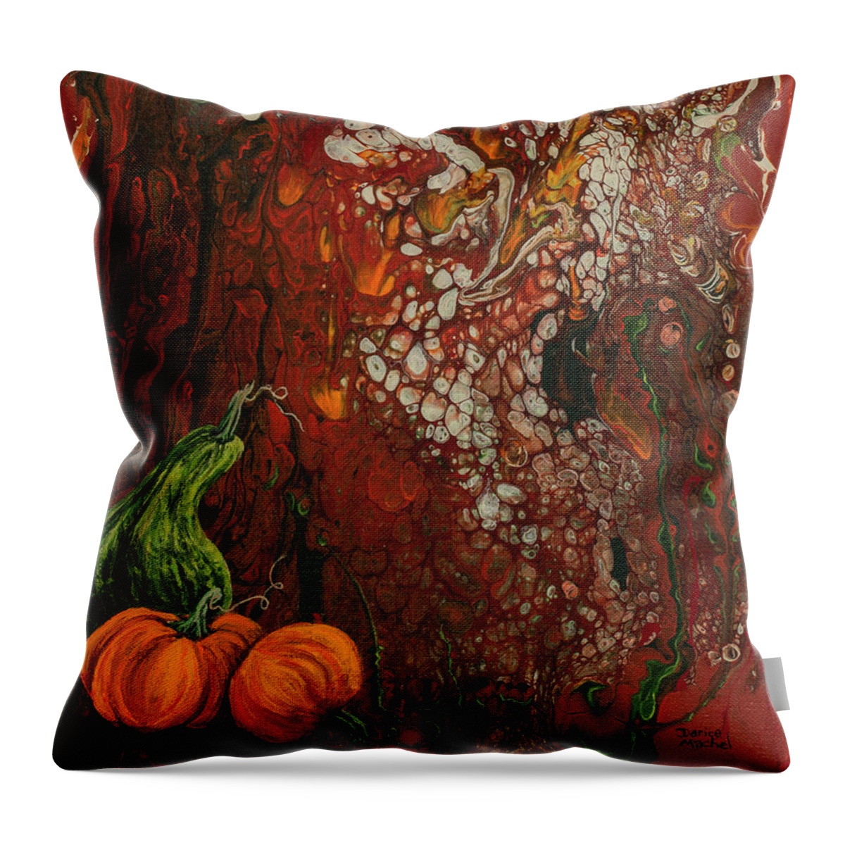 Abstract Throw Pillow featuring the painting Autumn Harvest by Darice Machel McGuire