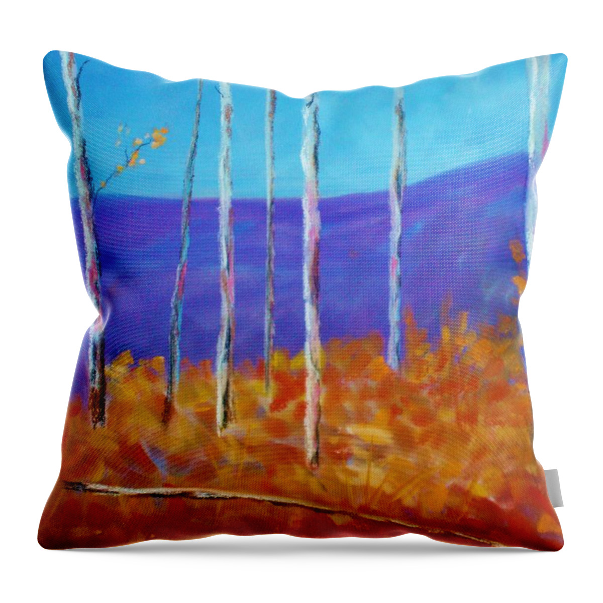 Leaves Throw Pillow featuring the pastel Autumn in Cloudcroft by Melinda Etzold