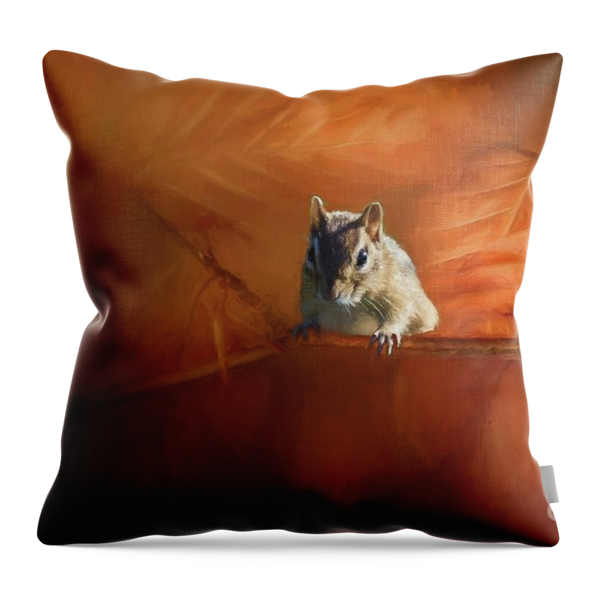 Chipmunk Throw Pillow featuring the photograph Autumn in the Woods by Eva Lechner