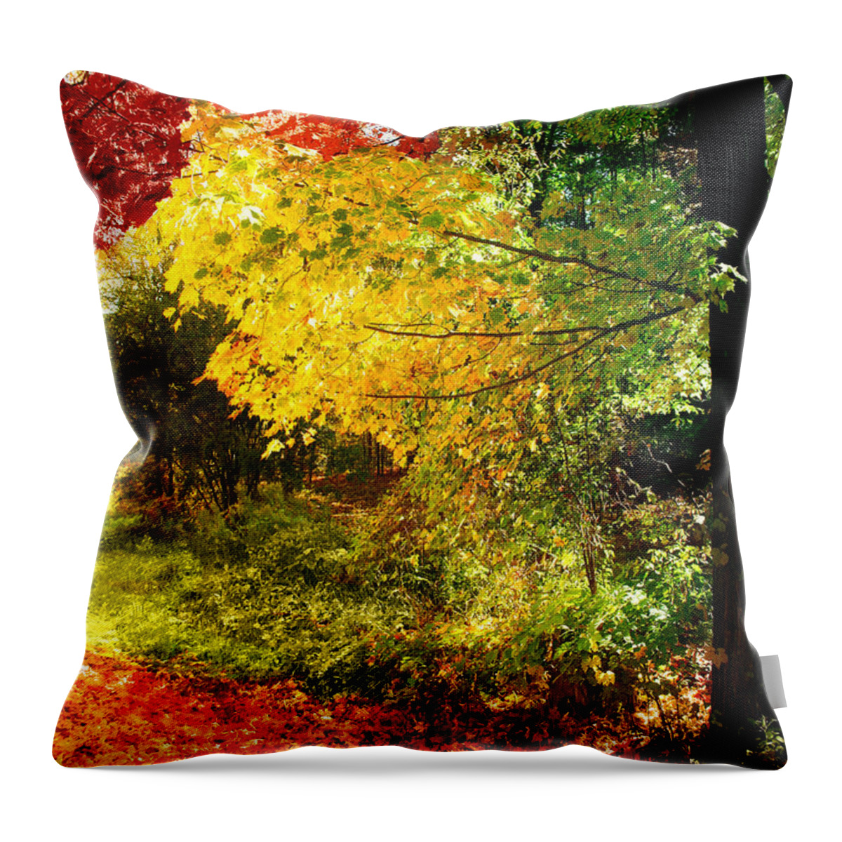 Autumn Throw Pillow featuring the painting Autumn in Vermont by Mindy Sommers