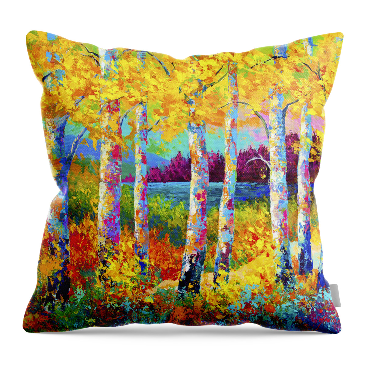 Trees Throw Pillow featuring the painting Autumn Jewels by Marion Rose