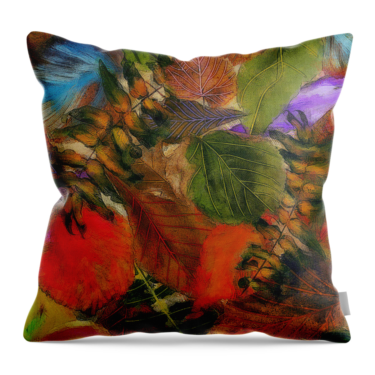 Season Changing Throw Pillow featuring the digital art Autumn Leaves by Klara Acel